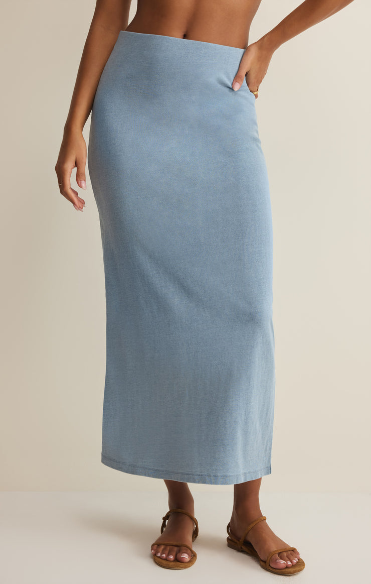 Skirts Gail Jersey Denim Midi Skirt Ocean Air Indigo