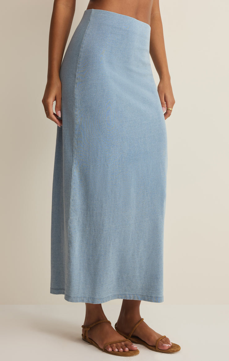 Skirts Gail Jersey Denim Midi Skirt Ocean Air Indigo