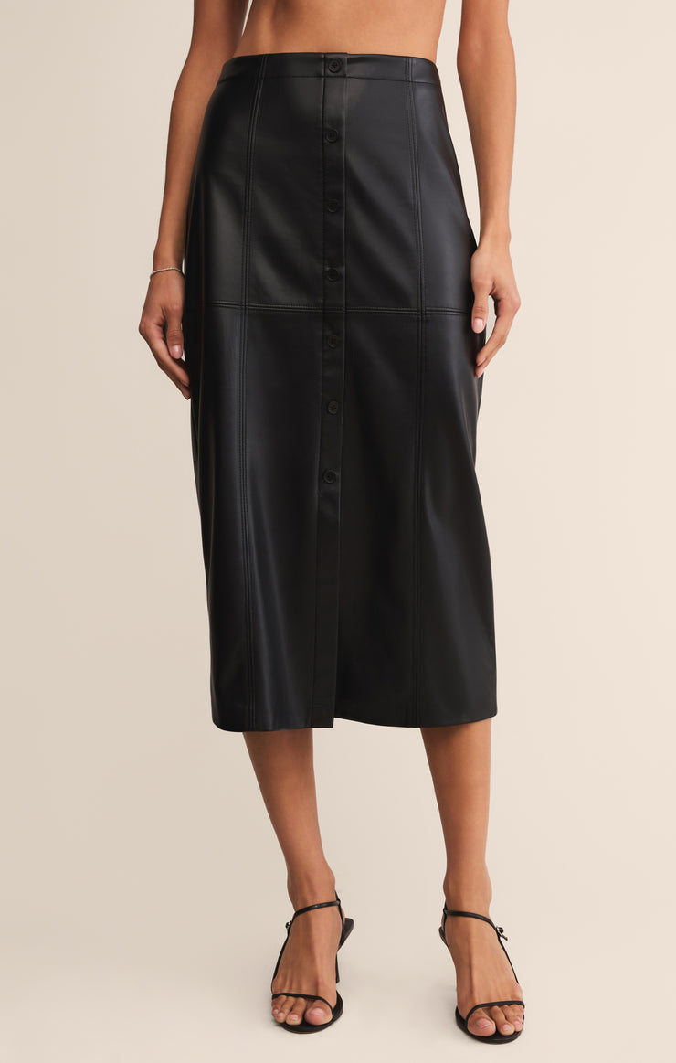 Skirts Reine Faux Leather Midi Skirt Black