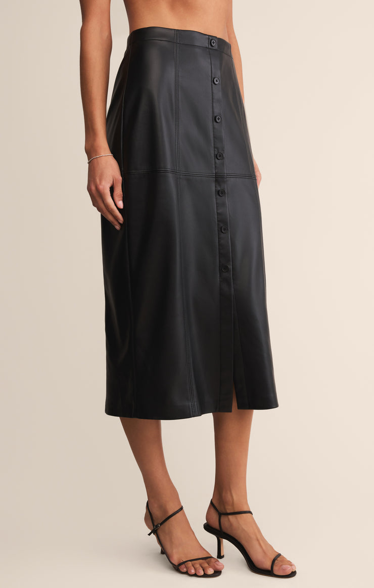 Skirts Reine Faux Leather Midi Skirt Black
