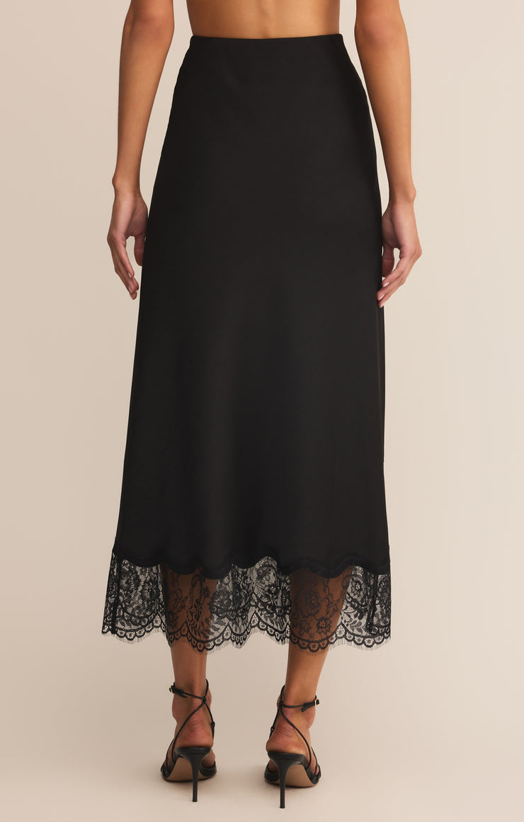 Skirts Cinder Lace Satin Midi Skirt Black
