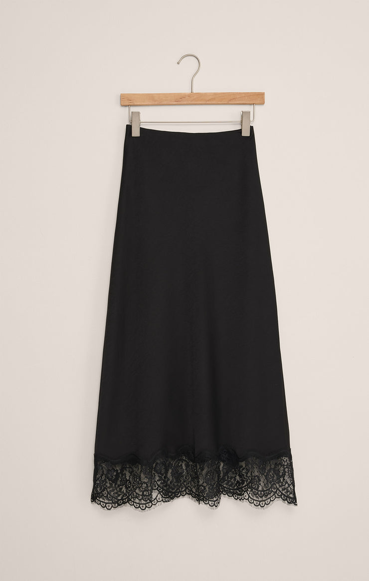 Skirts Cinder Lace Satin Midi Skirt Black