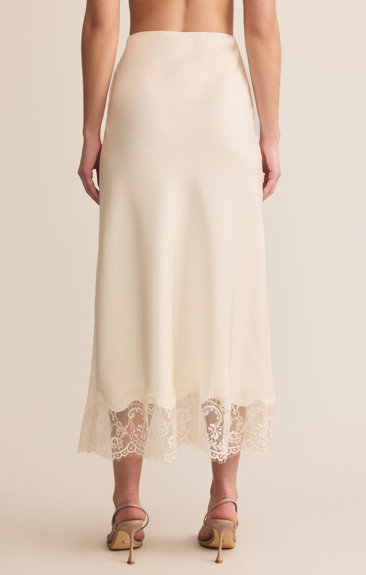 Skirts Cinder Lace Satin Midi Skirt Cloud