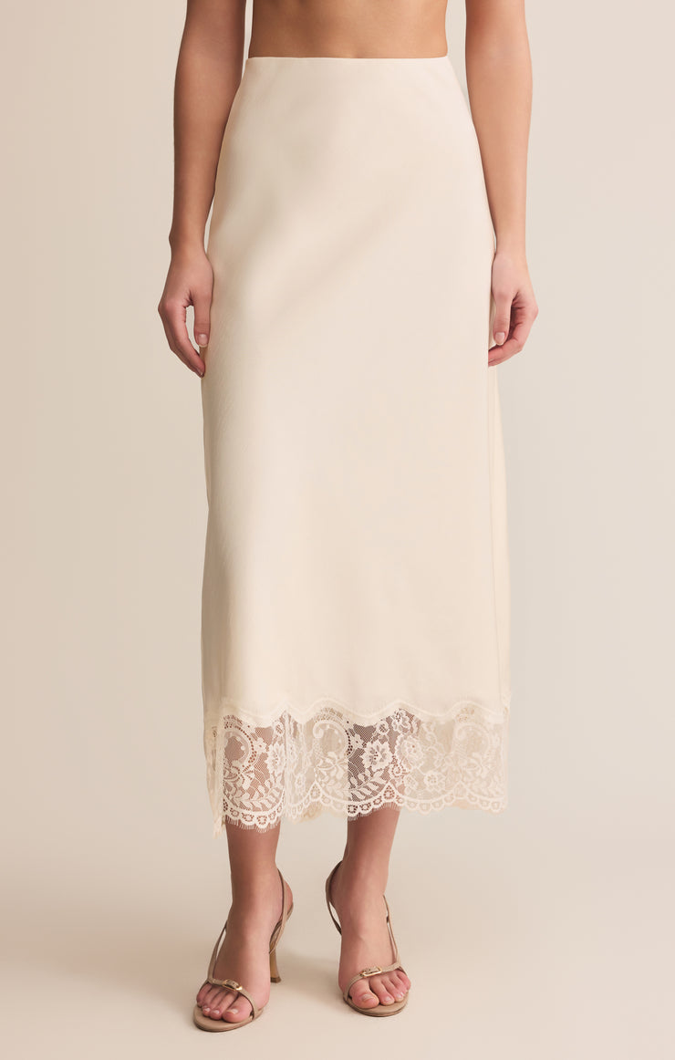 Skirts Cinder Lace Satin Midi Skirt Cloud