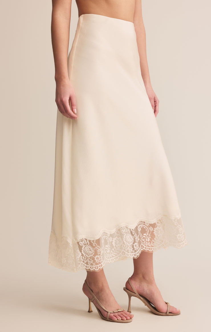 Skirts Cinder Lace Satin Midi Skirt Cloud