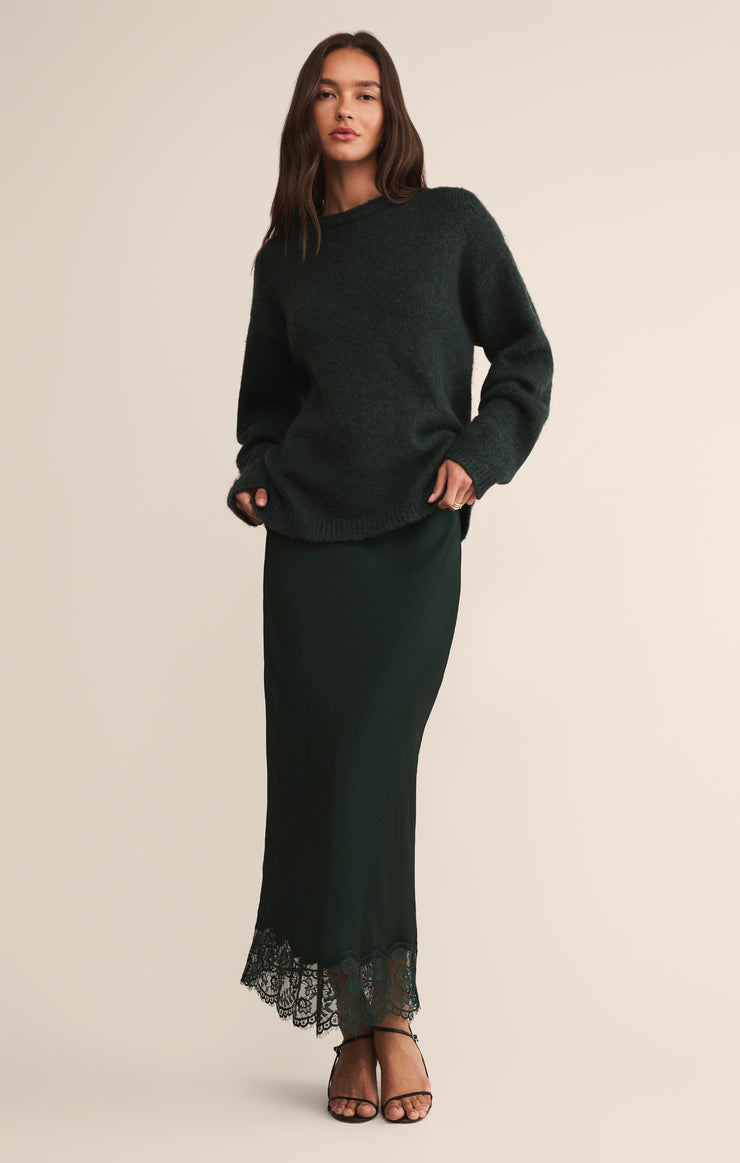 Skirts Cinder Lace Satin Midi Skirt Garland Green