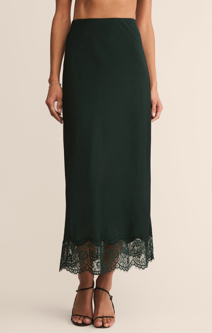 Skirts Cinder Lace Satin Midi Skirt Garland Green
