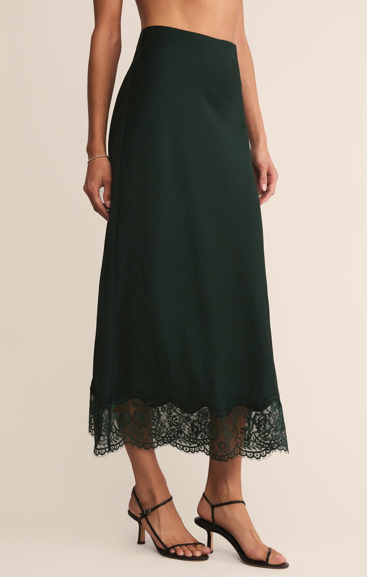 Skirts Cinder Lace Satin Midi Skirt Garland Green