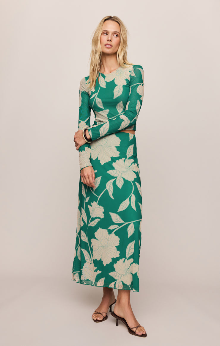 Skirts Eda Bloom Floral Mesh Maxi Skirt La Palma