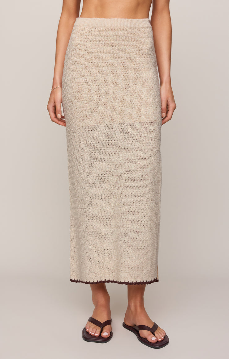 Skirts Yessenia Whipstitch Midi Skirt Linen