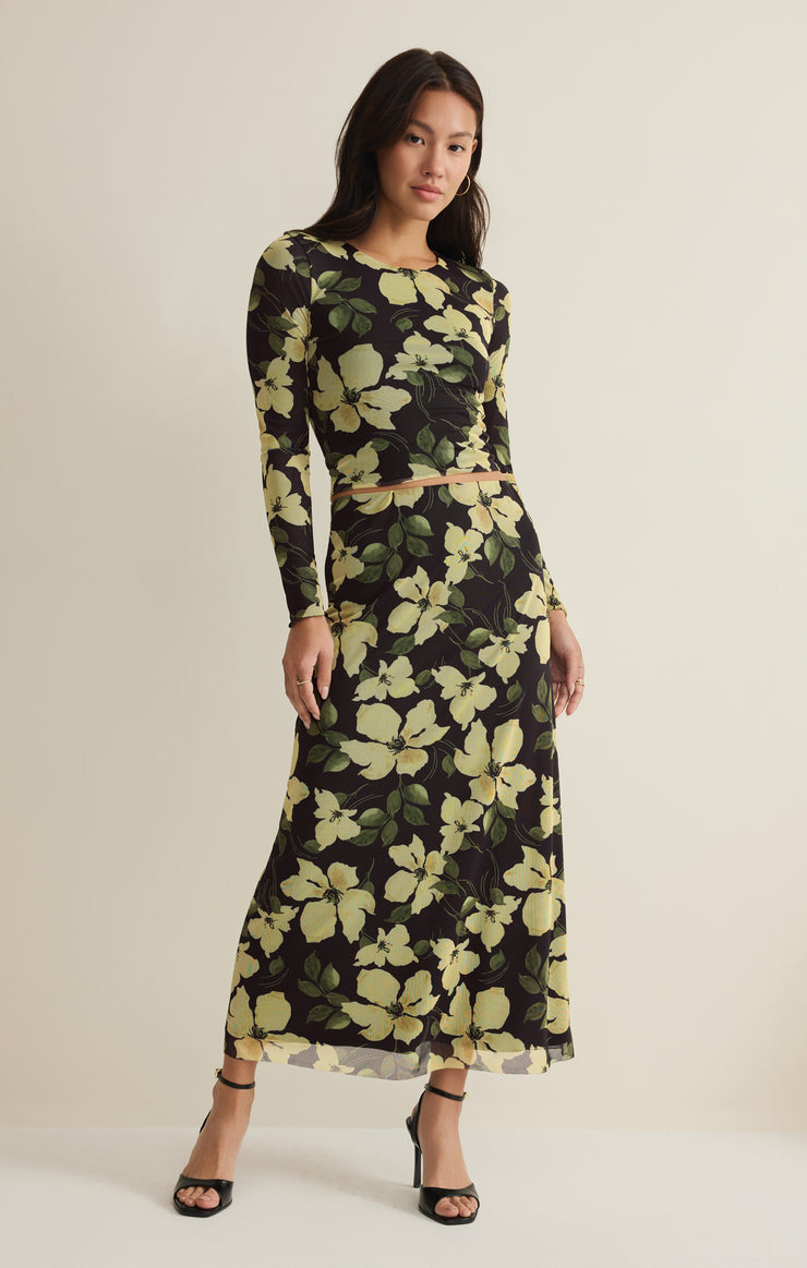 mesh long skirt dress Z Supply Women's Eda Ren Floral Mesh Maxi Skirt, Sunnyside