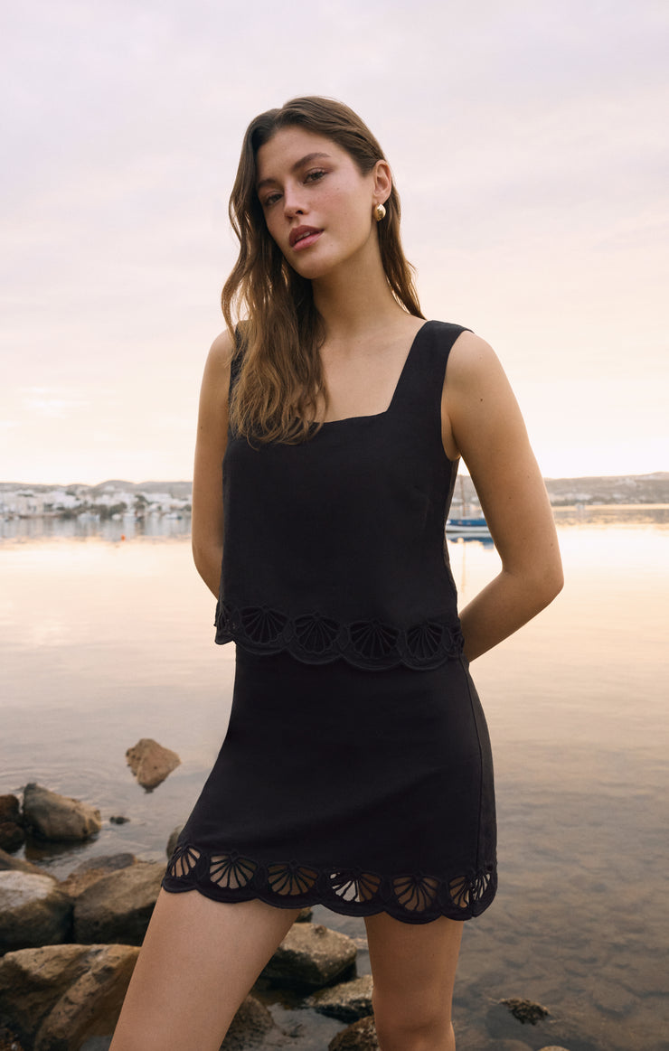 Z SUPPLY Women's Charlene Embroidered Linen Mini Skirt, Black Z SUPPLY Women's Charlene Embroidered Linen Mini Skirt, Black