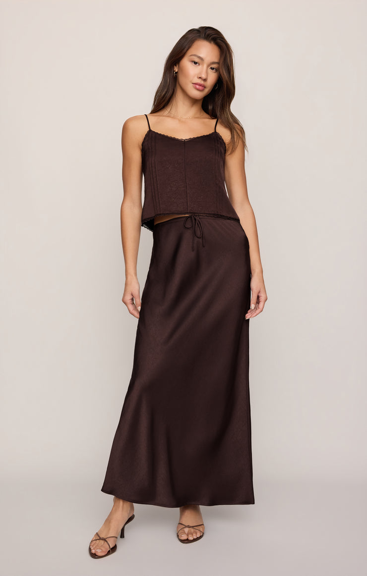 Skirts Viva Satin Midi Skirt Chocolate Cherry