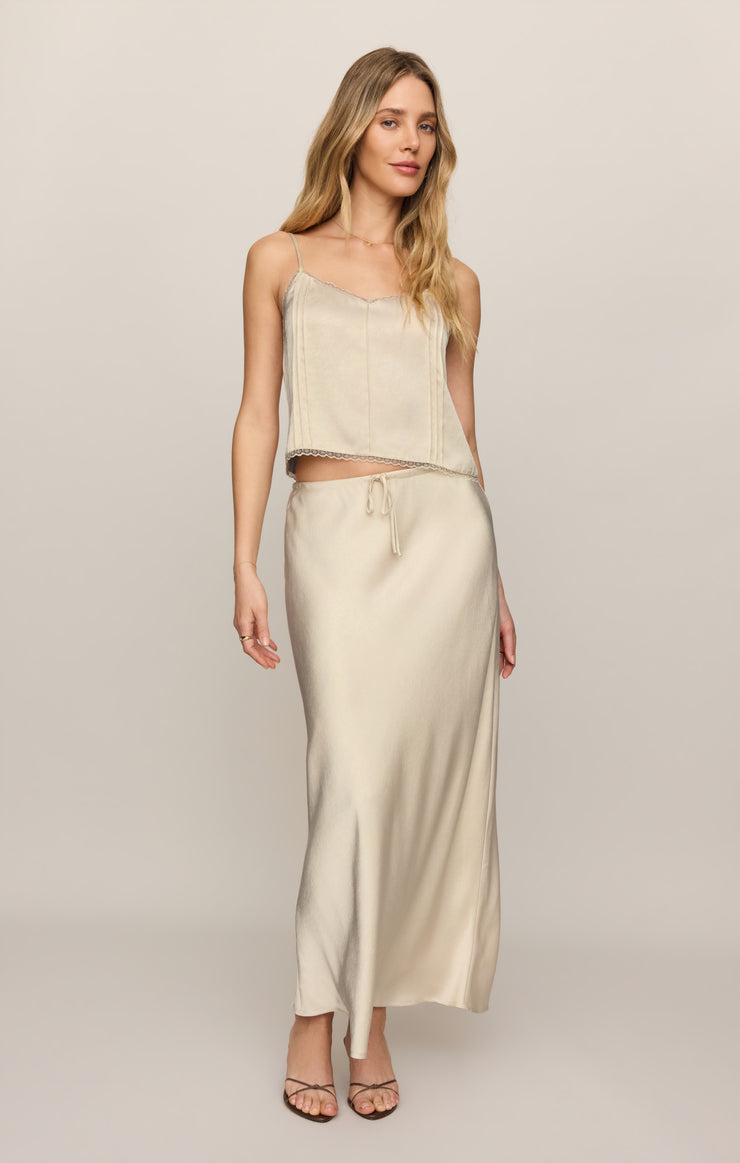 Skirts Viva Satin Midi Skirt Island Coconut