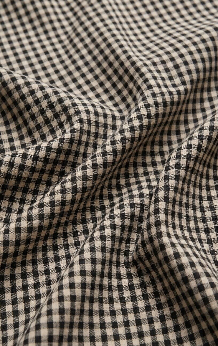 Tops Merit Cropped Gingham Linen Top Black