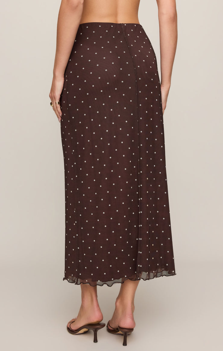 Skirts Eda Polka Dot Mesh Midi Skirt Dark Chocolate