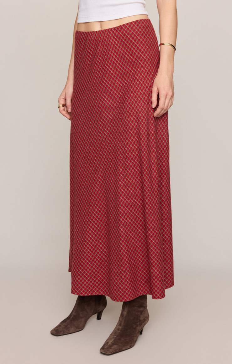 Skirts Crestview Plaid Maxi Skirt Red Dahlia