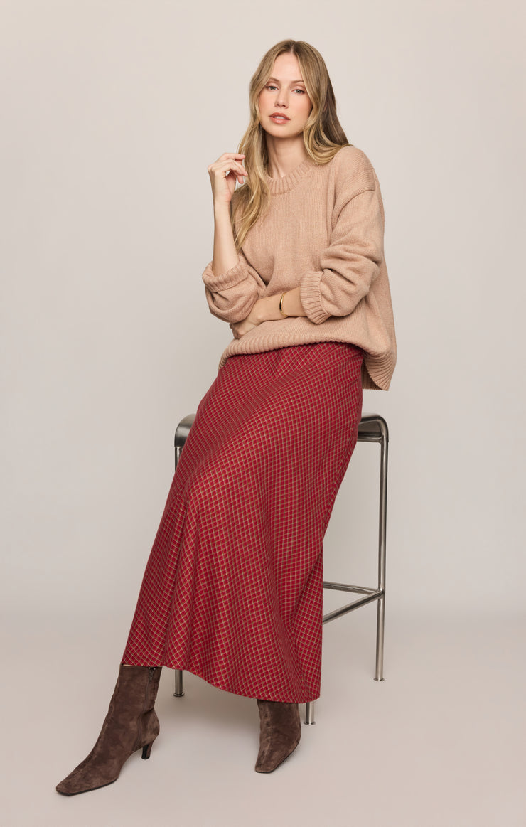 Skirts Crestview Plaid Maxi Skirt Red Dahlia