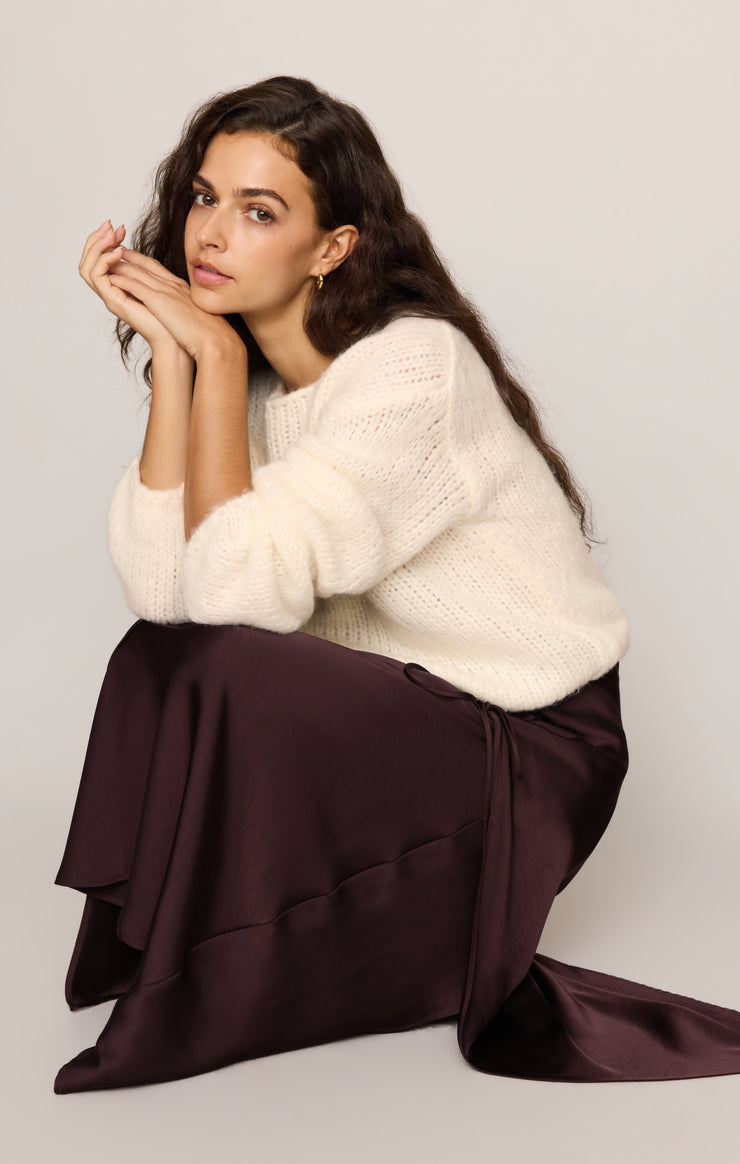 Skirts City Lights Luxe Satin Midi Skirt Berry Noir