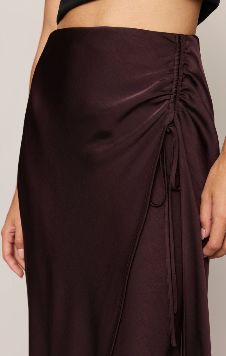 Skirts City Lights Luxe Satin Midi Skirt Berry Noir