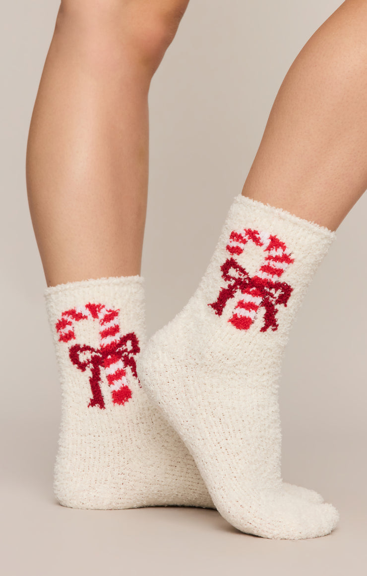 Accessories Candy Cane Fuzzy Sock Set Vanilla Ice