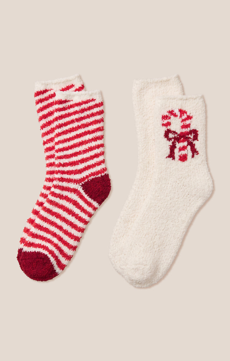 Accessories Candy Cane Fuzzy Sock Set Vanilla Ice