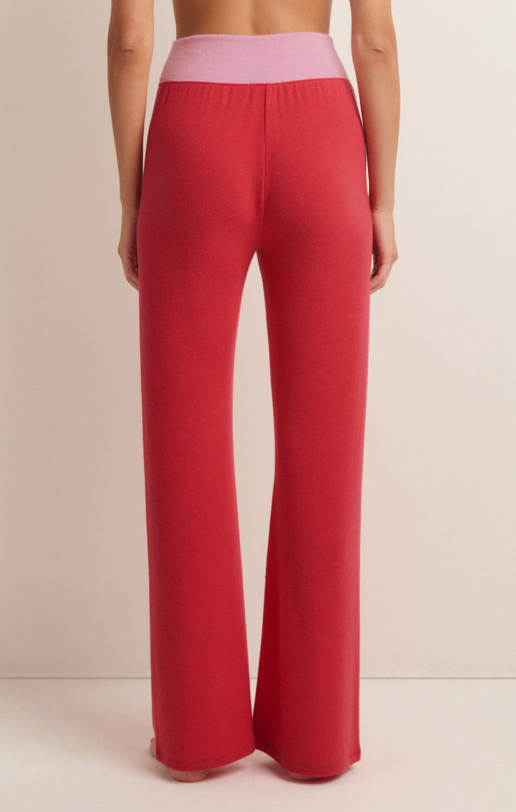 Pants Cross Over Cloud Knit Flare Pant Candy Red