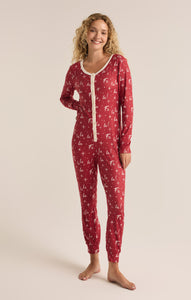 PantsFa La La Silky Pointelle Onesie Haute Red