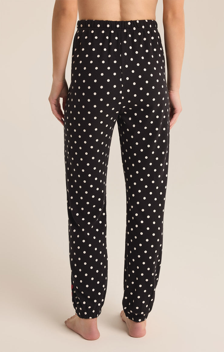 Pants Polka Dot Brushed Knit Jogger Black