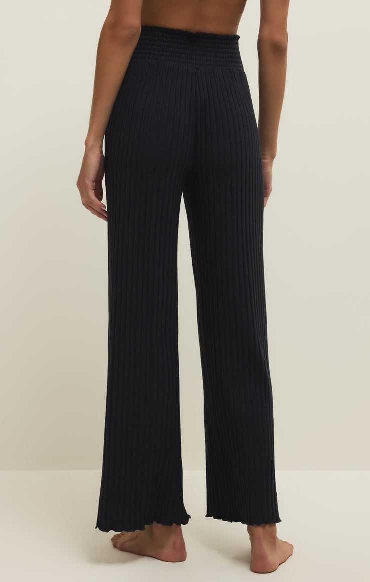 Pants Dawn Smocked Silky Rib Pant Black Sand