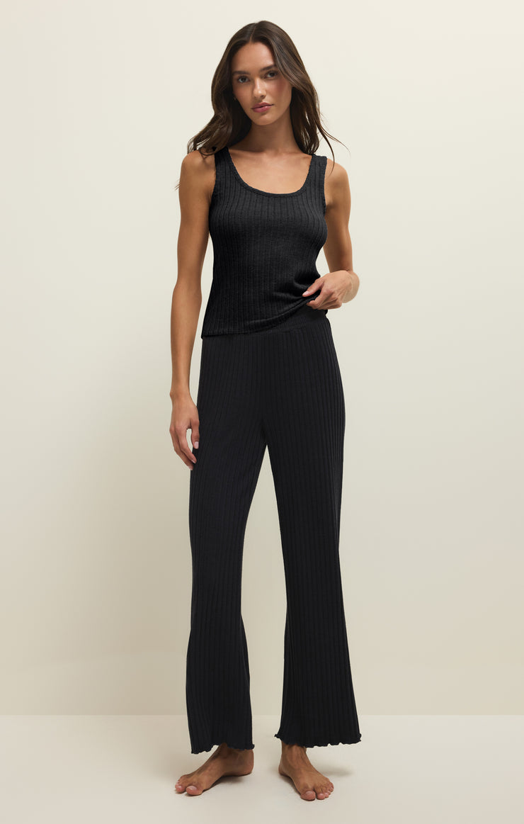Pants Dawn Smocked Silky Rib Pant Black Sand