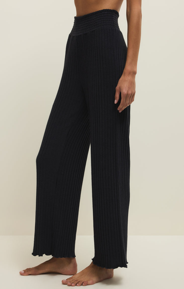 Pants Dawn Smocked Silky Rib Pant Black Sand