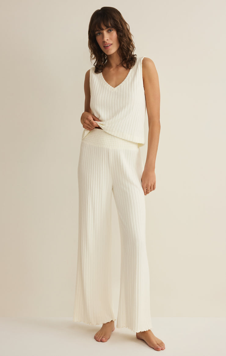 Pants Dawn Smocked Silky Rib Pant Bone