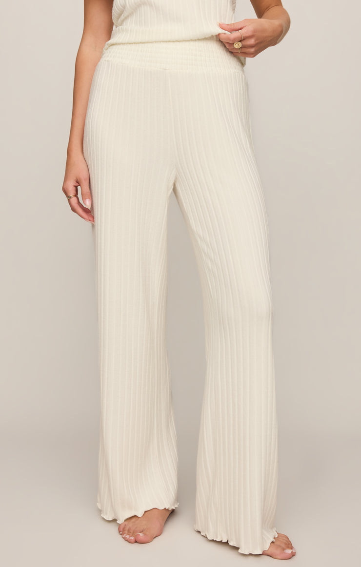Pants Dawn Smocked Silky Rib Pant Bone