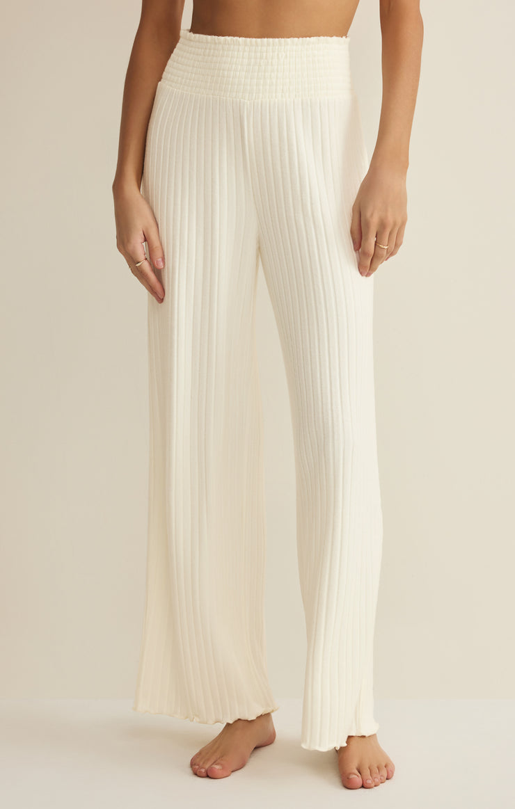 Pants Dawn Smocked Silky Rib Pant Bone