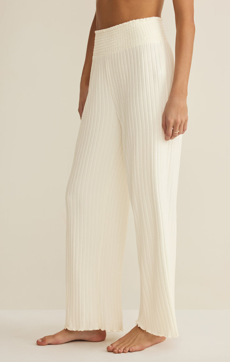Pants Dawn Smocked Silky Rib Pant Bone