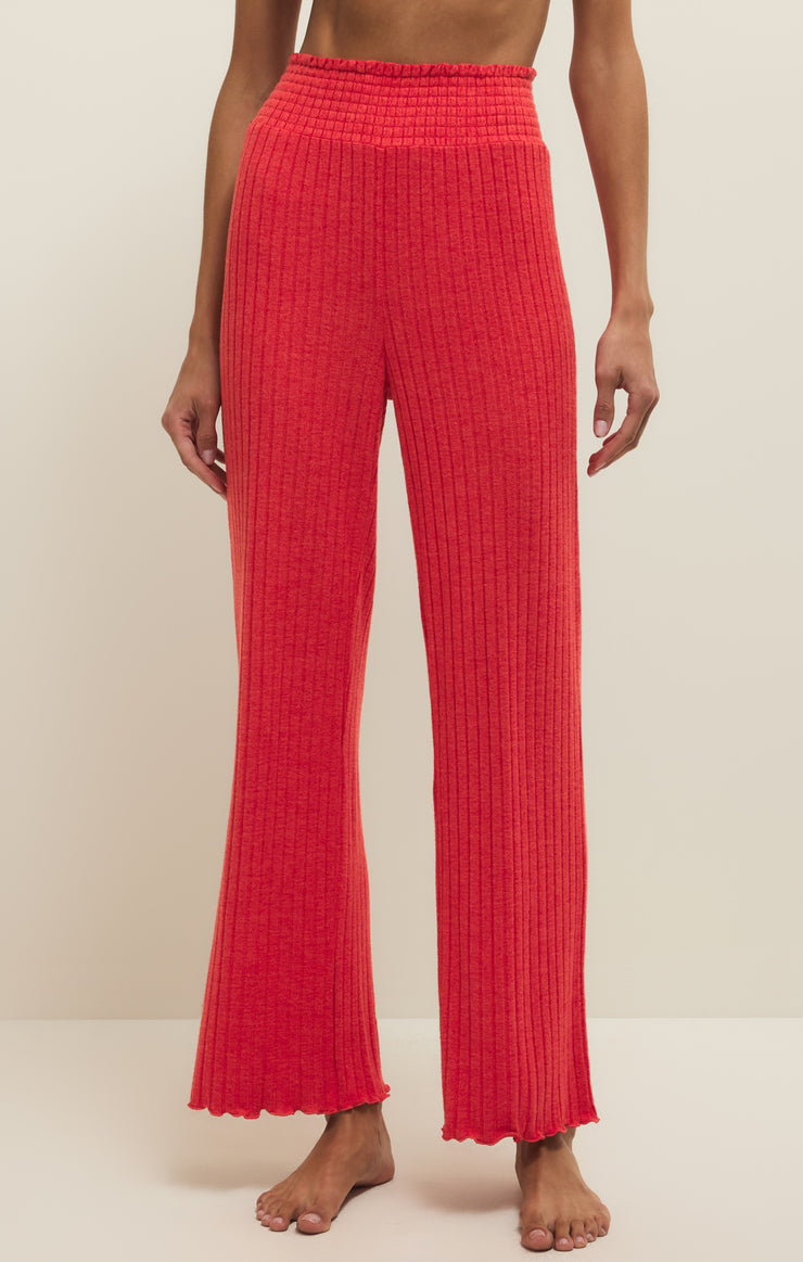 Pants Dawn Smocked Silky Rib Pant Crimson Crush