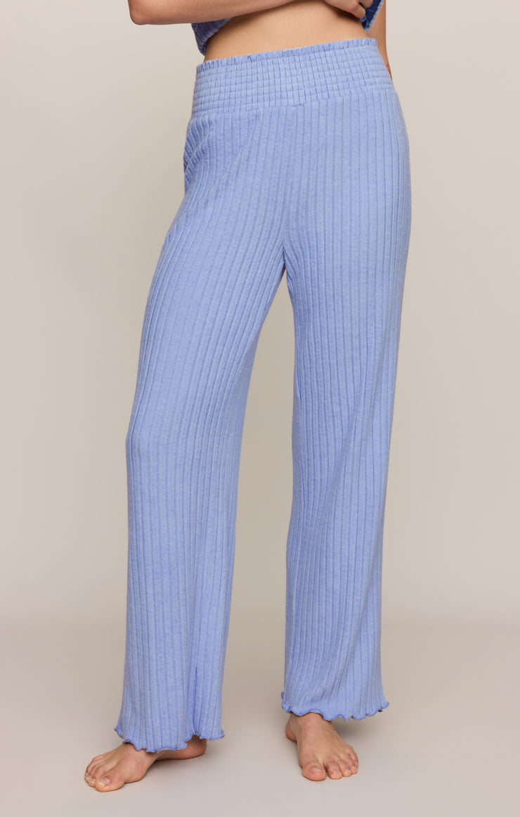 Pants Dawn Smocked Silky Rib Pant Crystal Blue