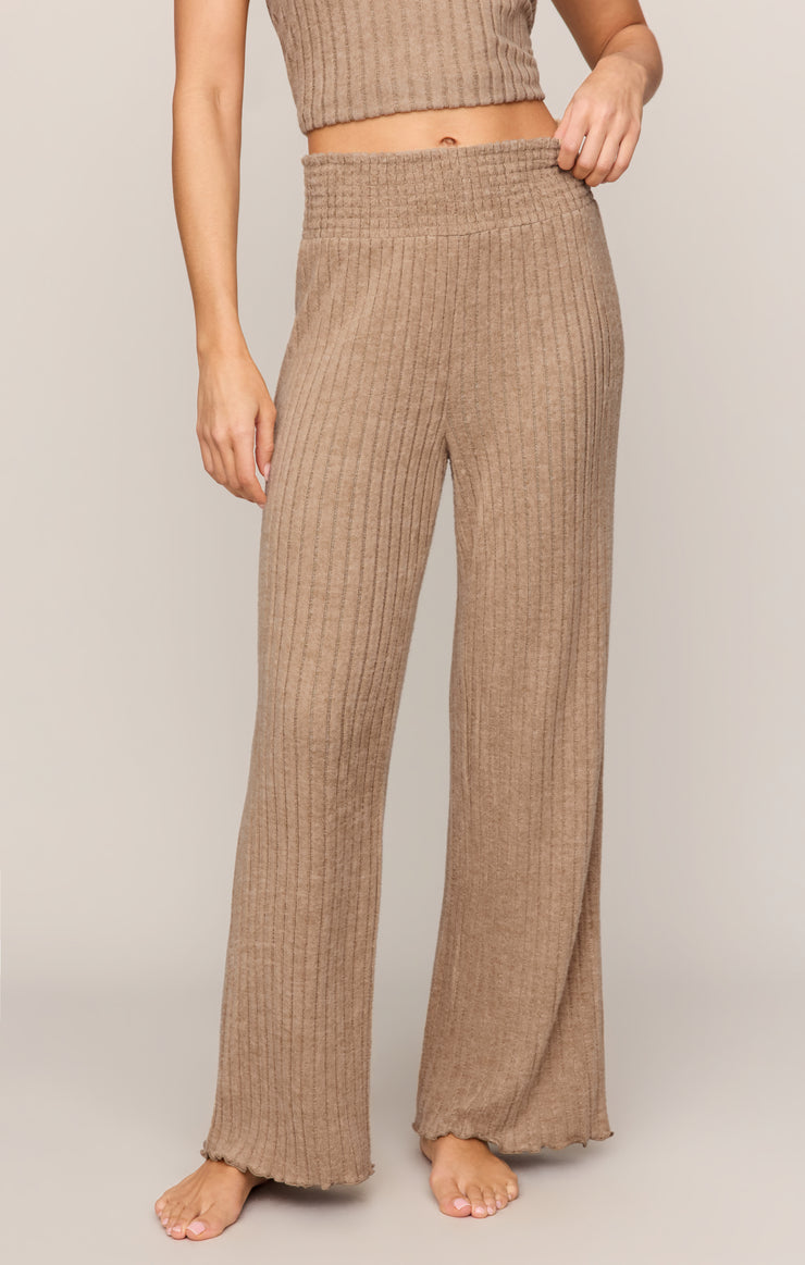 Pants Dawn Smocked Silky Rib Pant Light Toffee