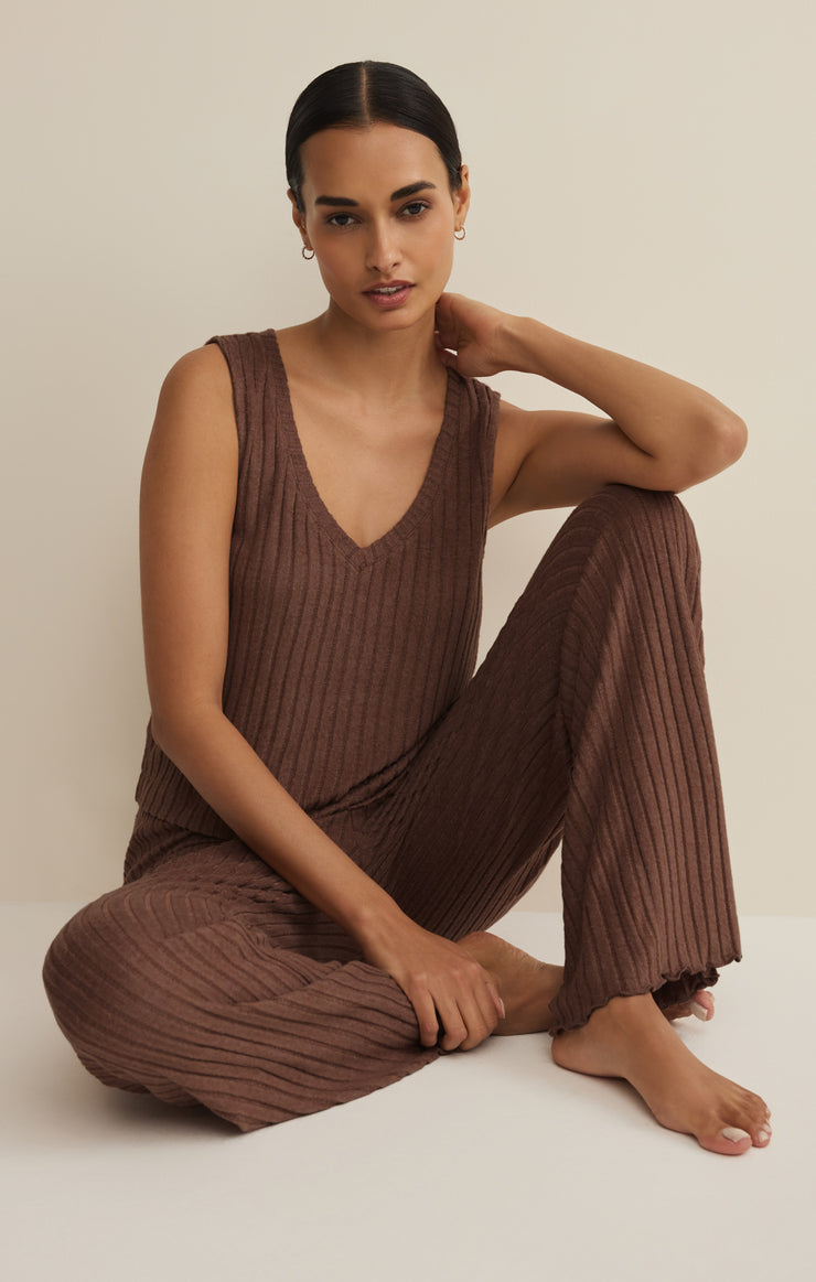 Pants Dawn Smocked Silky Rib Pant Macchiato