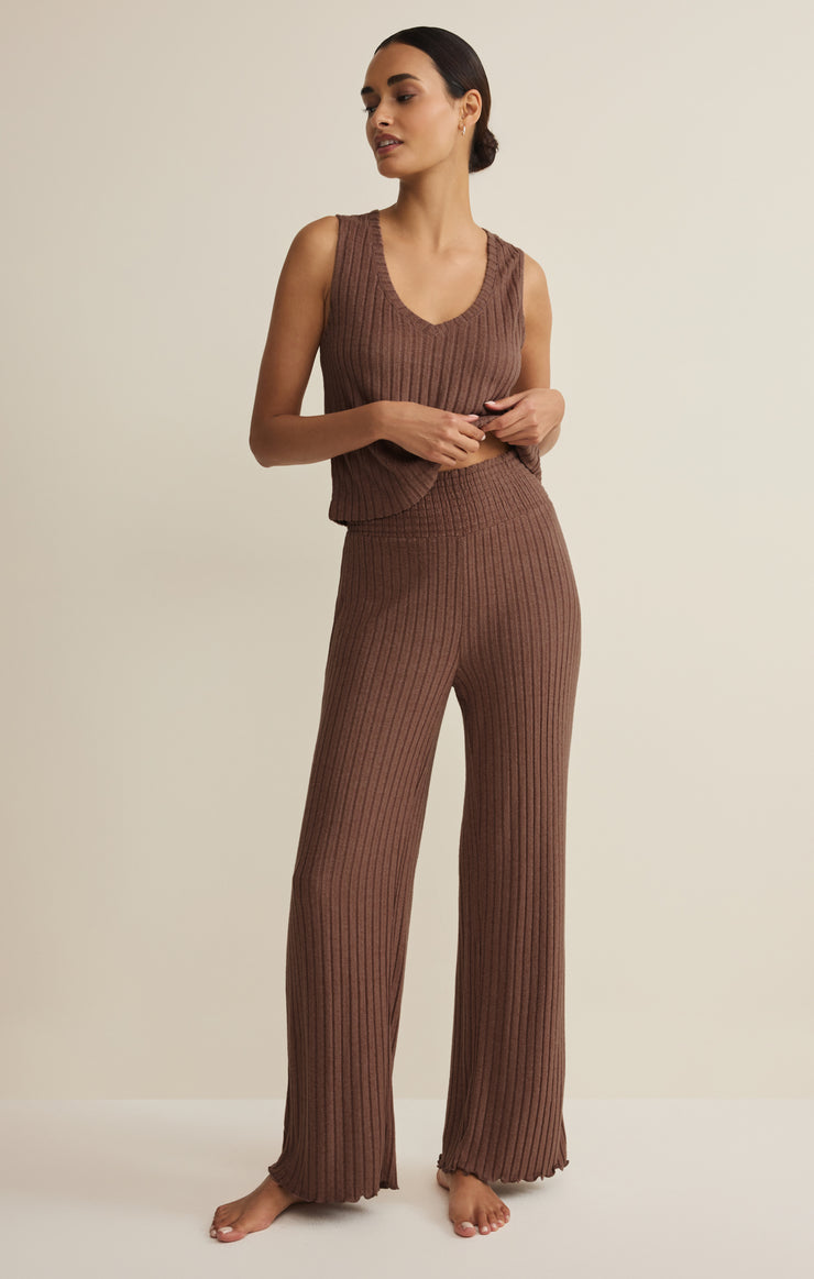 Pants Dawn Smocked Silky Rib Pant Macchiato