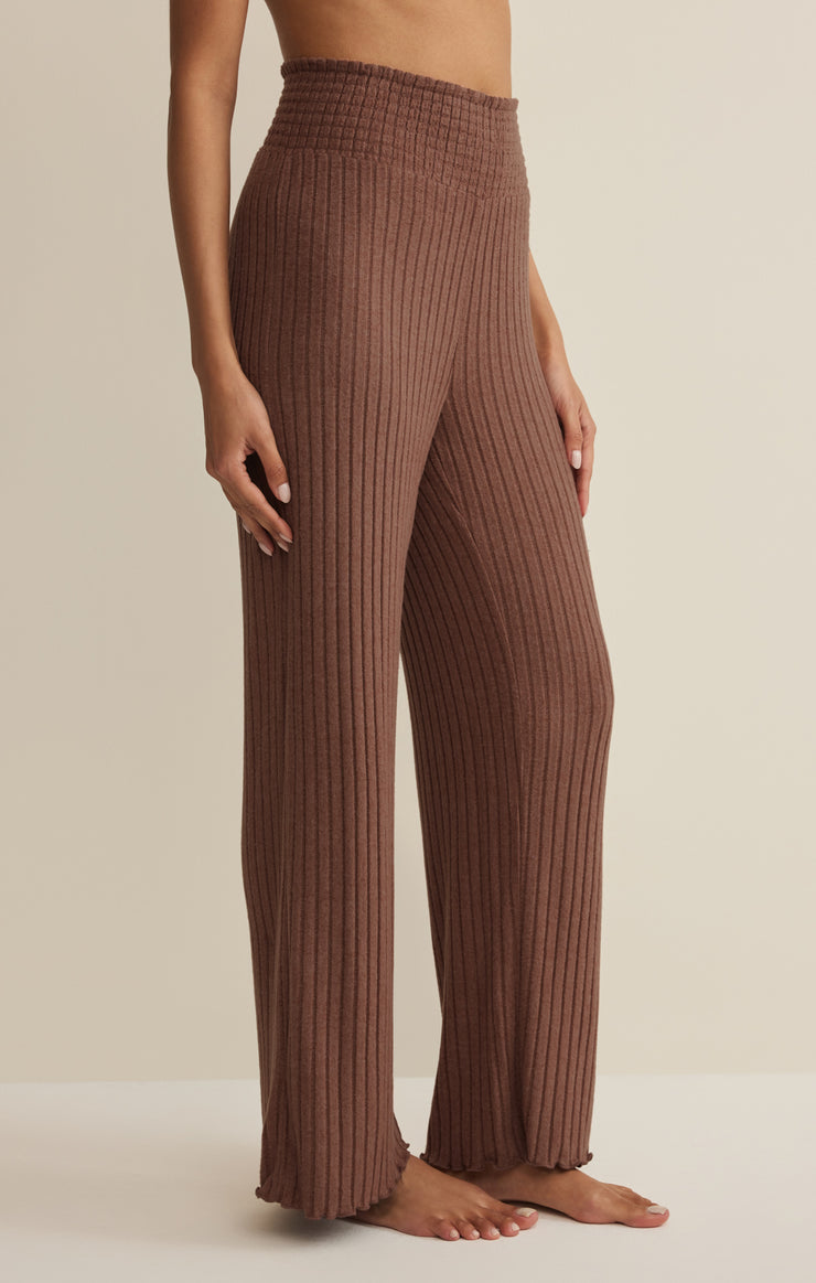 Pants Dawn Smocked Silky Rib Pant Macchiato