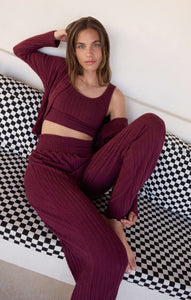 PantsDawn Smocked Rib Pant Merlot