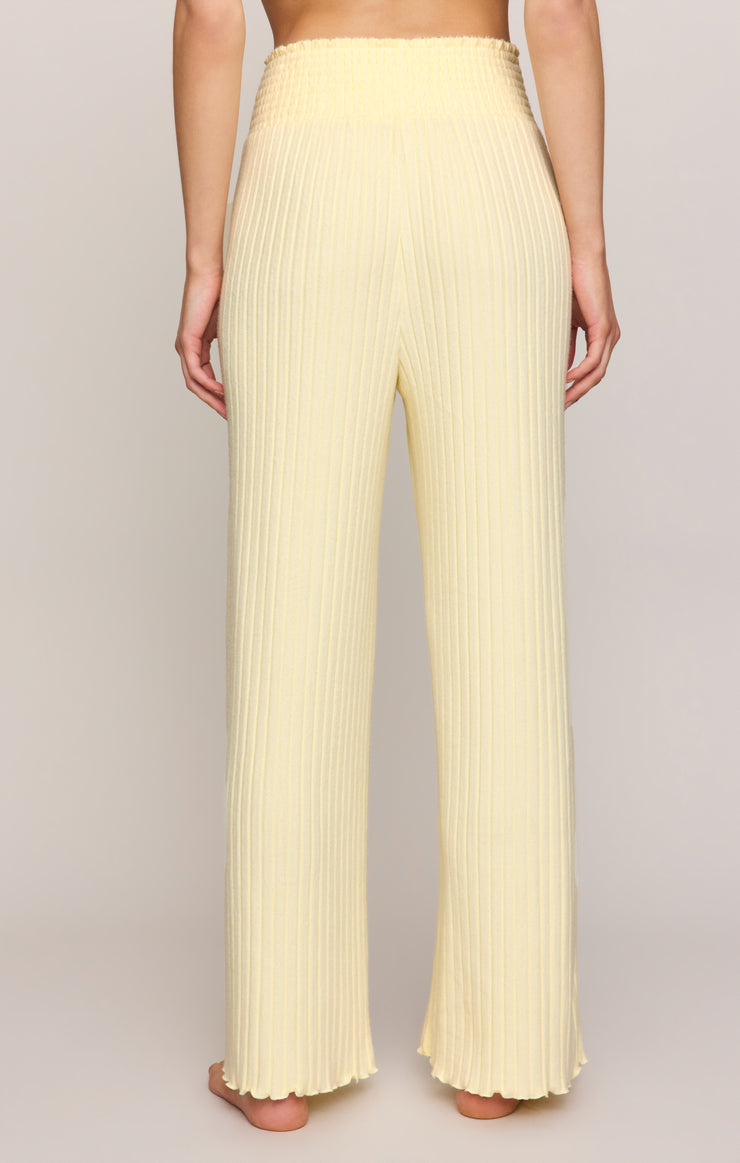 Pants Dawn Smocked Silky Rib Pant Mellow Yellow