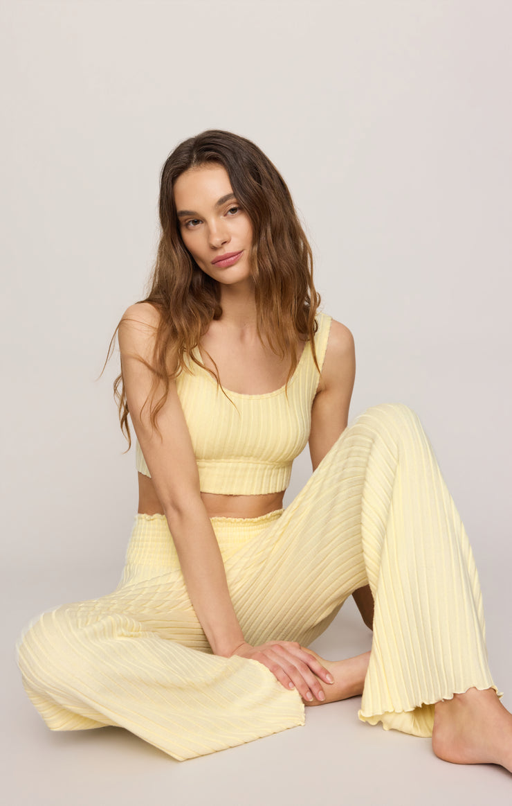 Pants Dawn Smocked Silky Rib Pant Mellow Yellow