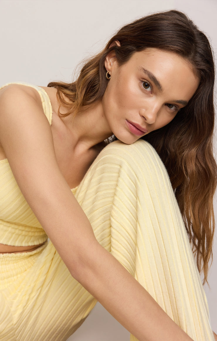 Pants Dawn Smocked Silky Rib Pant Mellow Yellow