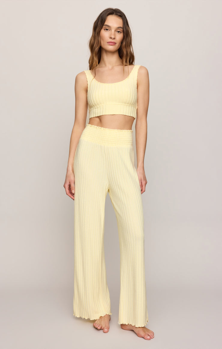 Pants Dawn Smocked Silky Rib Pant Mellow Yellow
