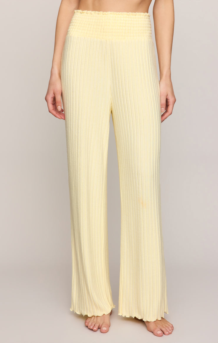 Pants Dawn Smocked Silky Rib Pant Mellow Yellow