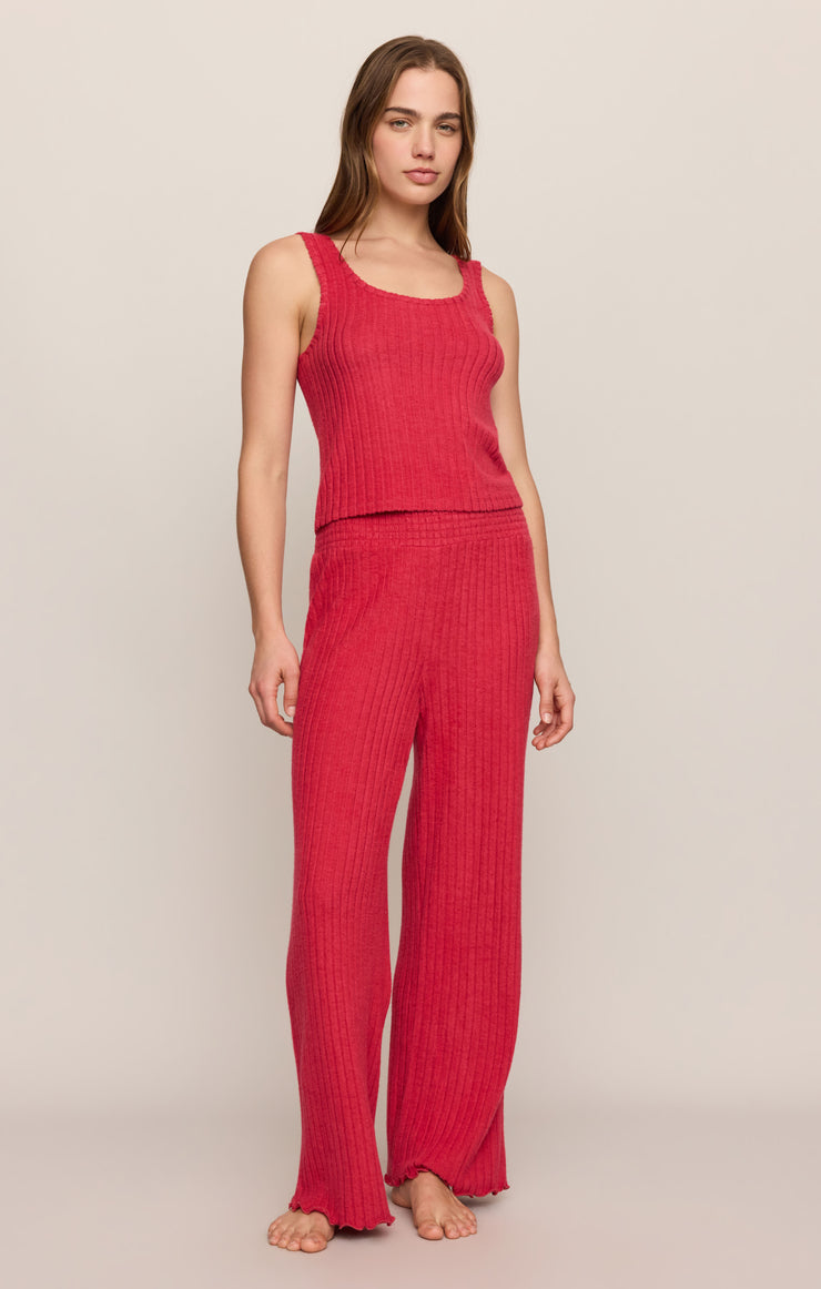 Pants Dawn Smocked Silky Rib Pant Ruby Red