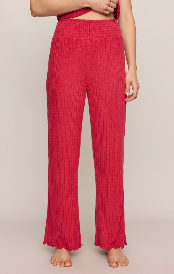 Pants Dawn Smocked Silky Rib Pant Ruby Red